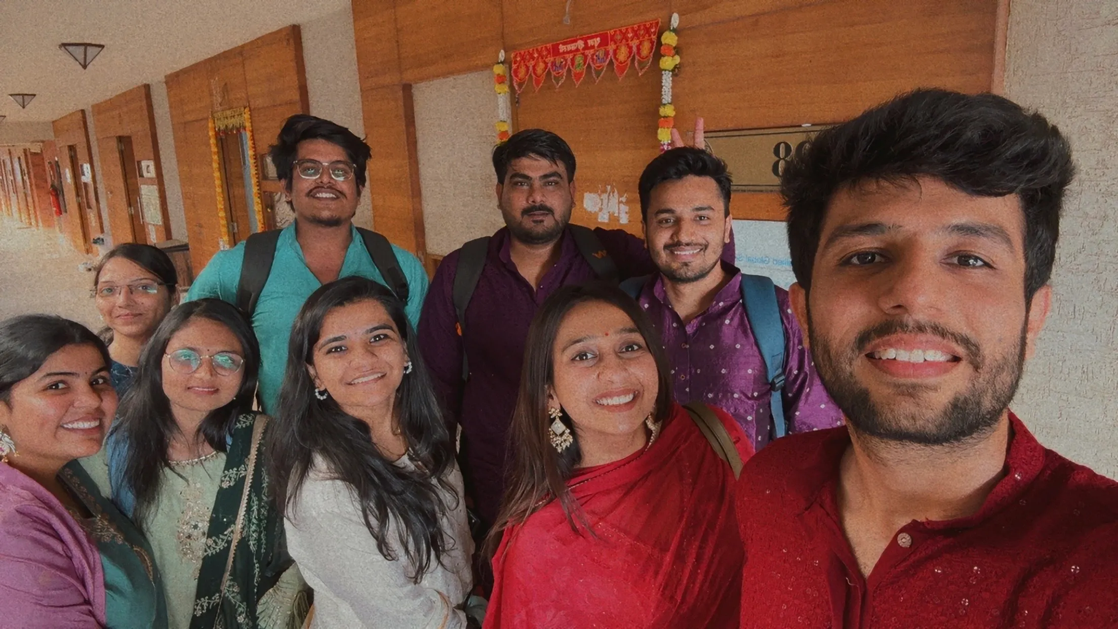 The team celebrating a festival at the office