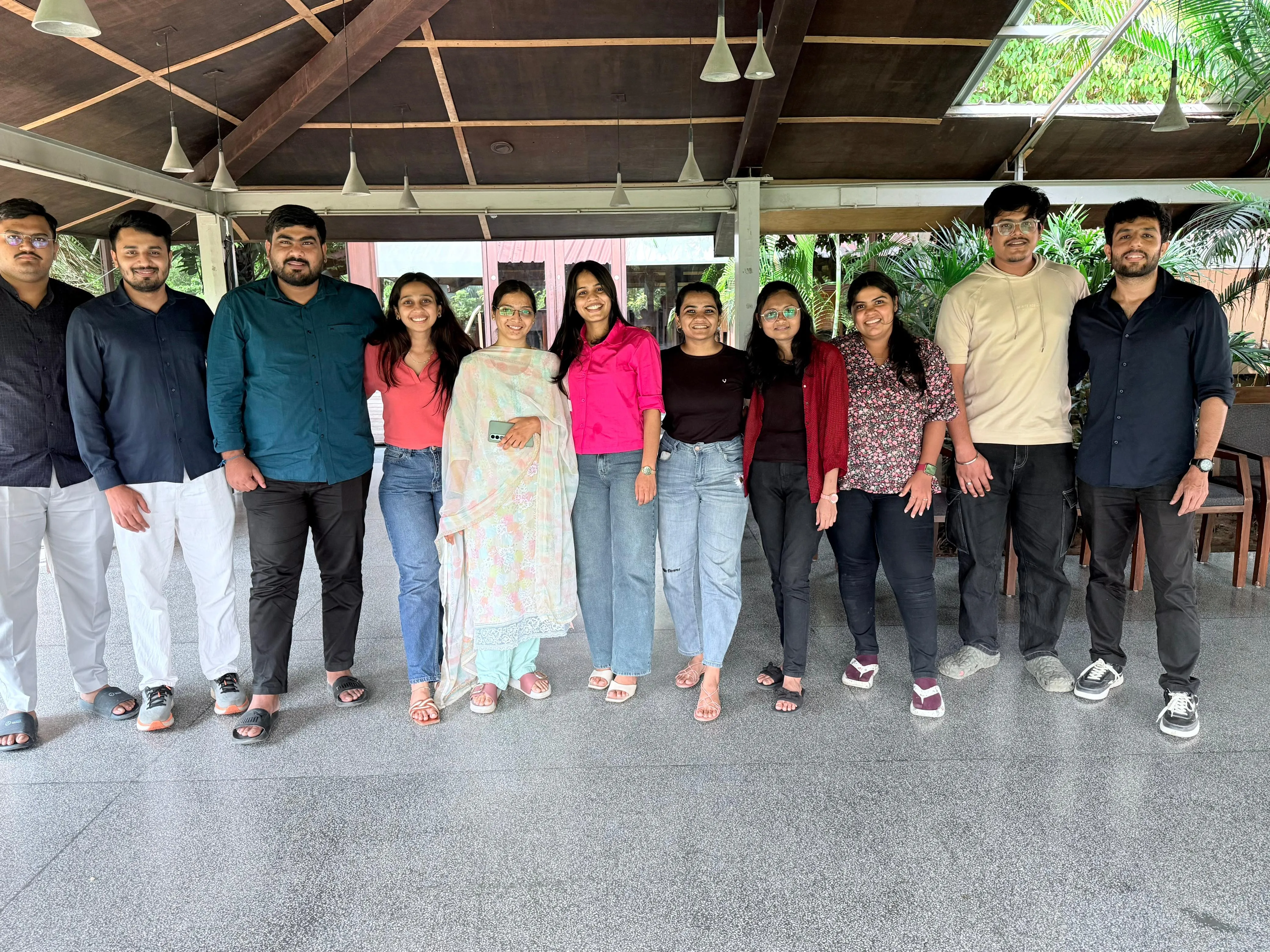 The Haytriox team standing together under a pavilion in Ahmedabad